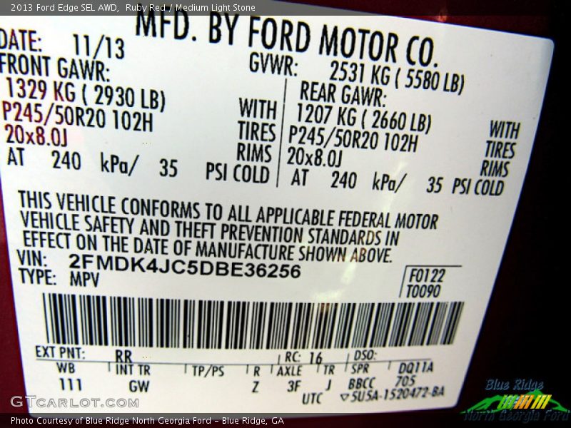 Ruby Red / Medium Light Stone 2013 Ford Edge SEL AWD