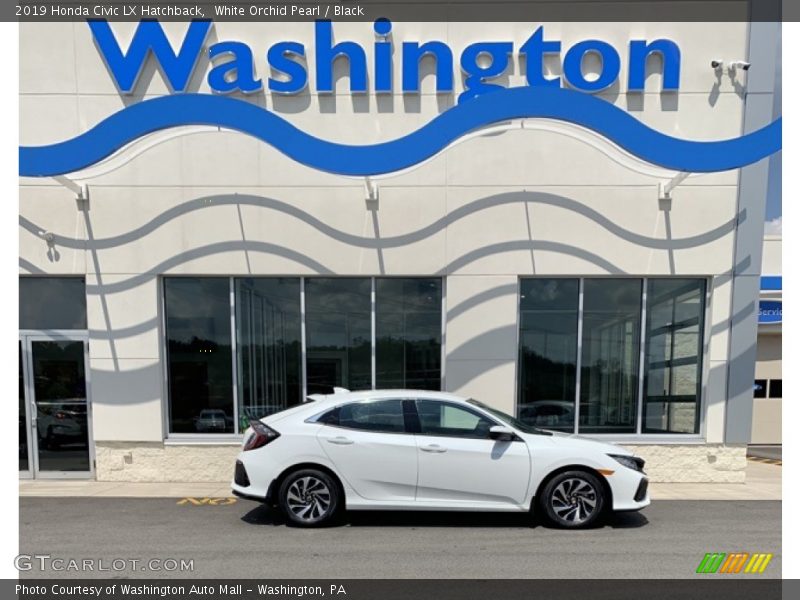 White Orchid Pearl / Black 2019 Honda Civic LX Hatchback