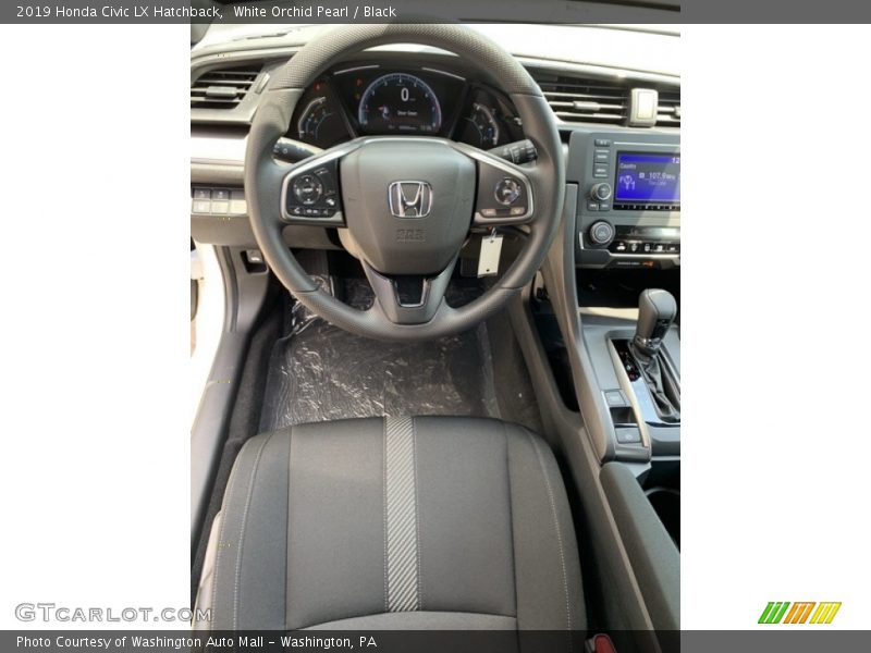 White Orchid Pearl / Black 2019 Honda Civic LX Hatchback
