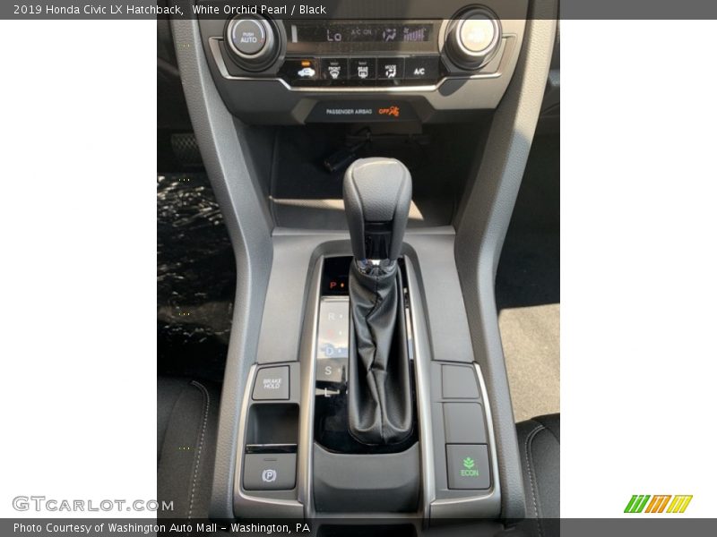 White Orchid Pearl / Black 2019 Honda Civic LX Hatchback