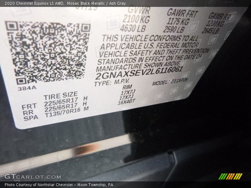 Mosaic Black Metallic / Ash Gray 2020 Chevrolet Equinox LS AWD