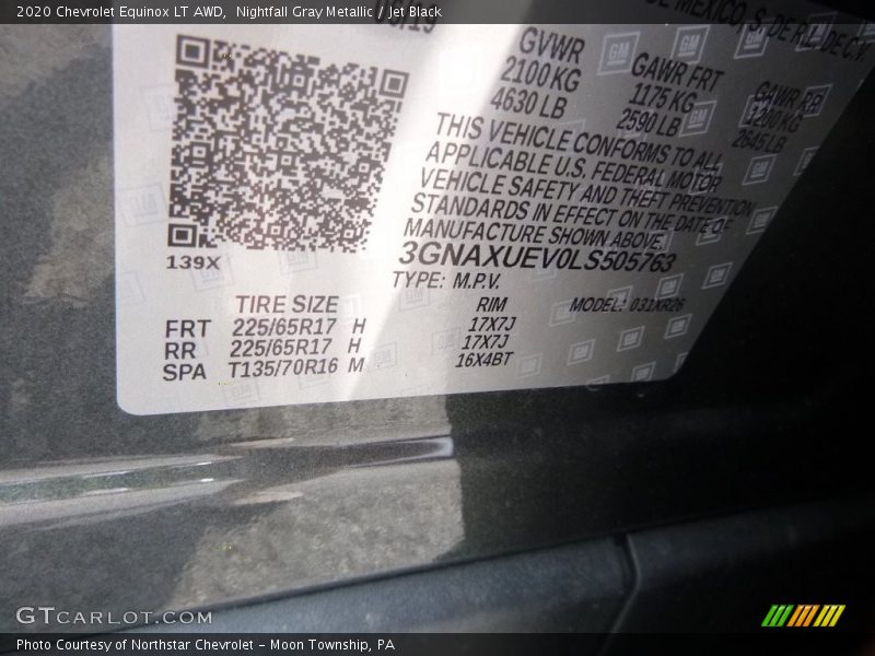 Nightfall Gray Metallic / Jet Black 2020 Chevrolet Equinox LT AWD