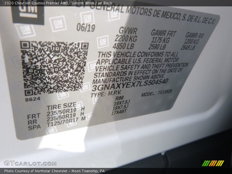 Summit White / Jet Black 2020 Chevrolet Equinox Premier AWD