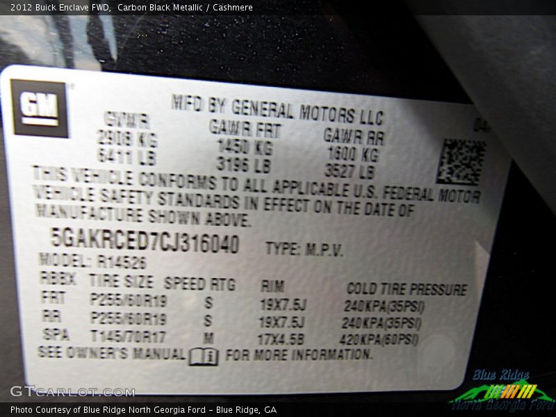 Carbon Black Metallic / Cashmere 2012 Buick Enclave FWD