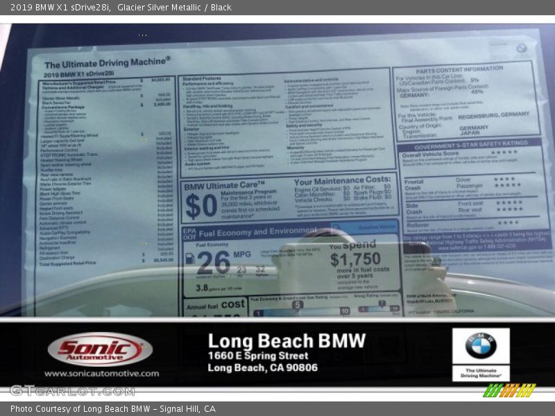 Glacier Silver Metallic / Black 2019 BMW X1 sDrive28i