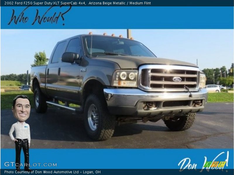 Arizona Beige Metallic / Medium Flint 2002 Ford F250 Super Duty XLT SuperCab 4x4