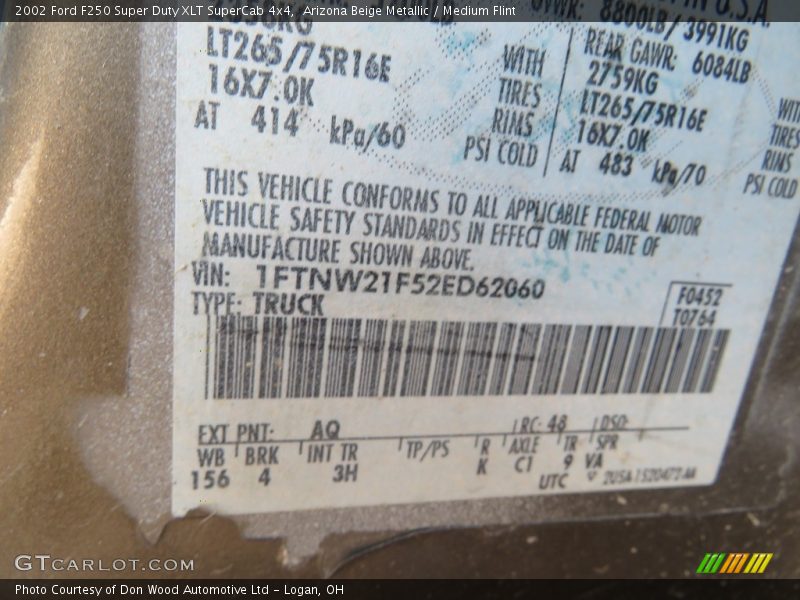 Arizona Beige Metallic / Medium Flint 2002 Ford F250 Super Duty XLT SuperCab 4x4
