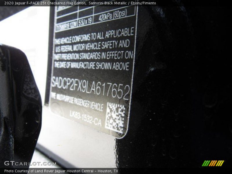 Santorini Black Metallic / Ebony/Pimento 2020 Jaguar F-PACE 25t Checkered Flag Edition