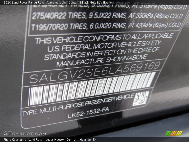 Santorini Black Metallic / Ebony 2020 Land Rover Range Rover Autobiography