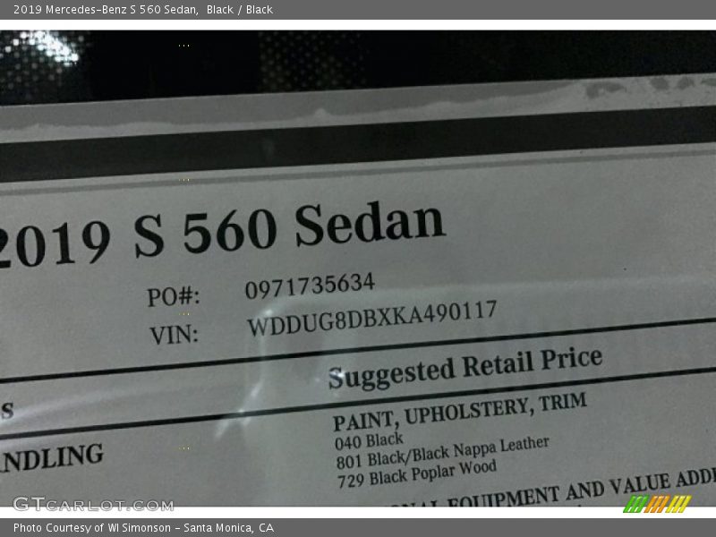 Black / Black 2019 Mercedes-Benz S 560 Sedan