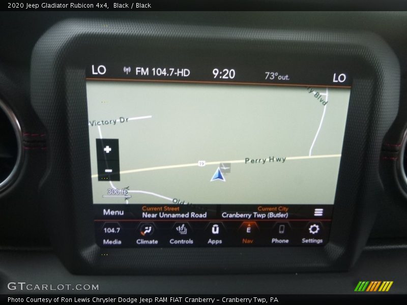 Navigation of 2020 Gladiator Rubicon 4x4