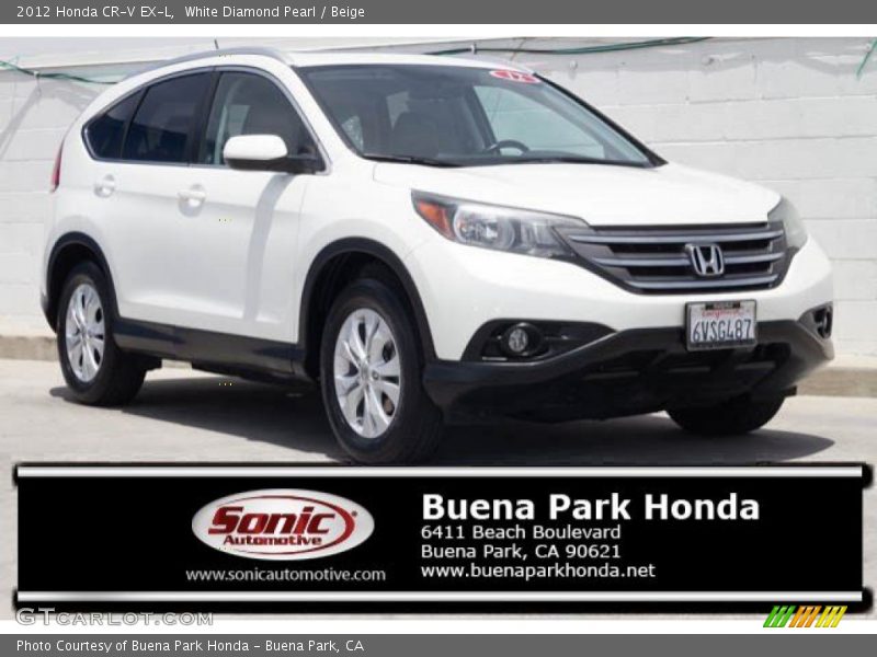White Diamond Pearl / Beige 2012 Honda CR-V EX-L