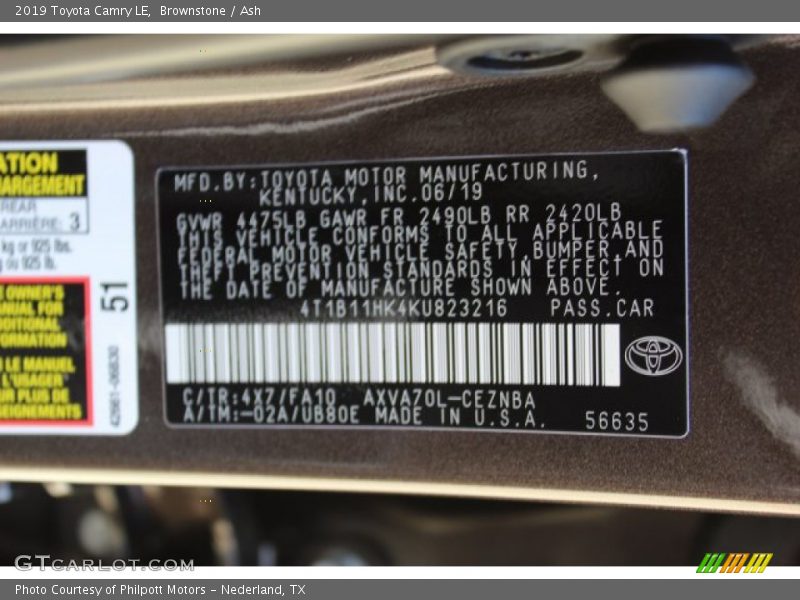 Brownstone / Ash 2019 Toyota Camry LE
