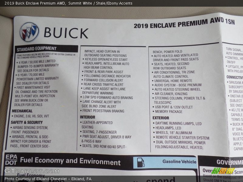 Summit White / Shale/Ebony Accents 2019 Buick Enclave Premium AWD