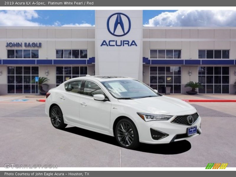 Platinum White Pearl / Red 2019 Acura ILX A-Spec