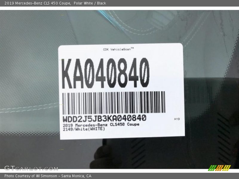 Polar White / Black 2019 Mercedes-Benz CLS 450 Coupe
