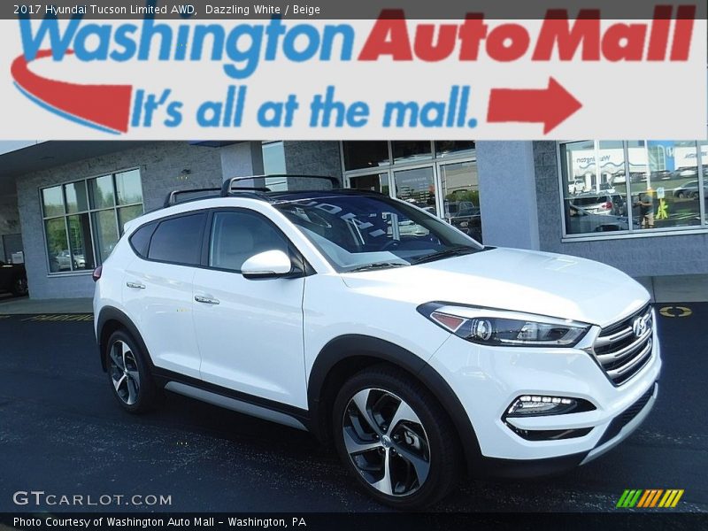 Dazzling White / Beige 2017 Hyundai Tucson Limited AWD