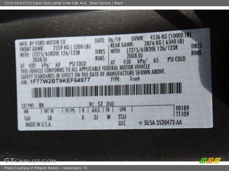 Silver Spruce / Black 2019 Ford F250 Super Duty Lariat Crew Cab 4x4