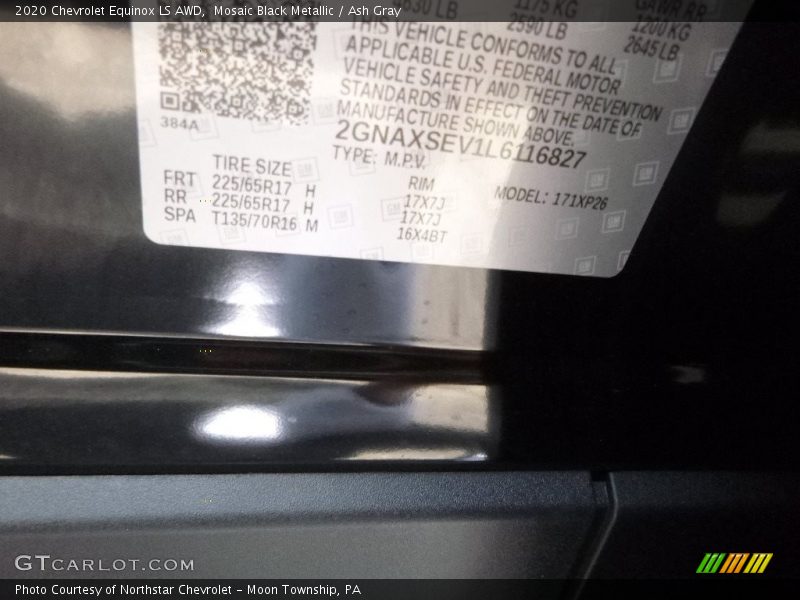 Mosaic Black Metallic / Ash Gray 2020 Chevrolet Equinox LS AWD