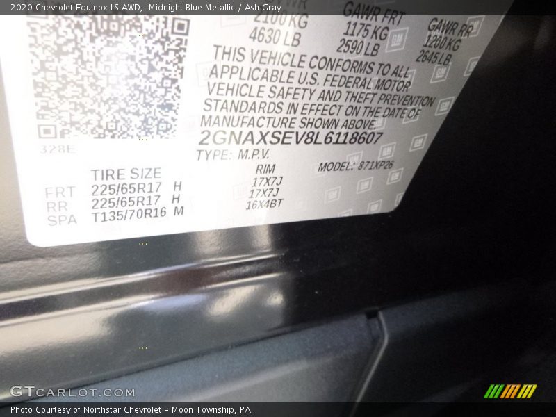 Midnight Blue Metallic / Ash Gray 2020 Chevrolet Equinox LS AWD