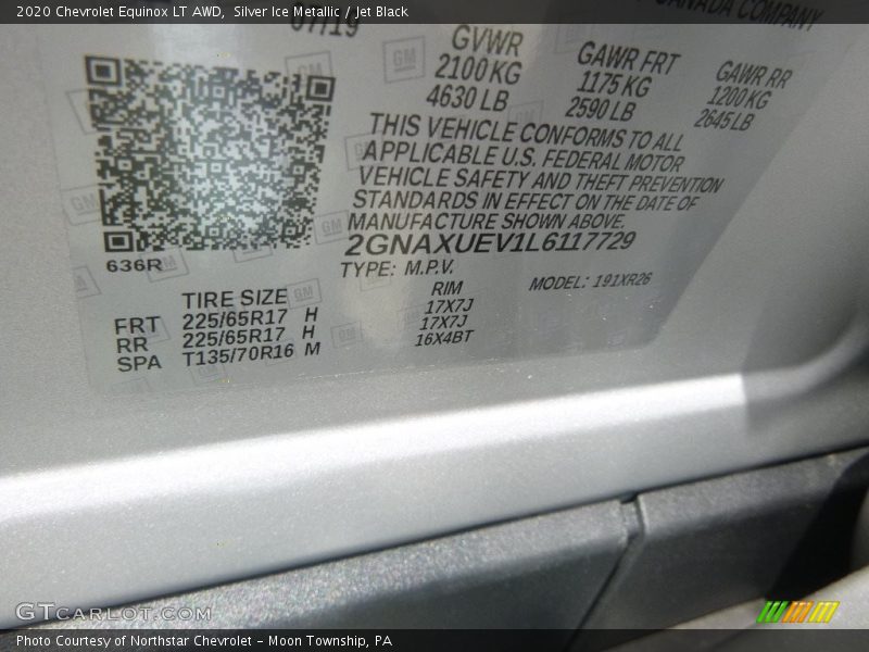 Silver Ice Metallic / Jet Black 2020 Chevrolet Equinox LT AWD