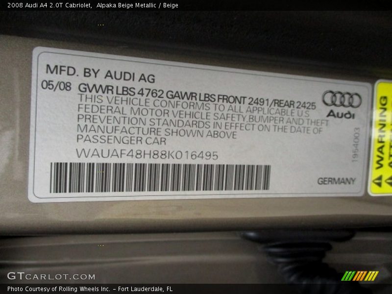 Alpaka Beige Metallic / Beige 2008 Audi A4 2.0T Cabriolet
