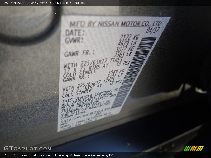 Gun Metallic / Charcoal 2017 Nissan Rogue SV AWD