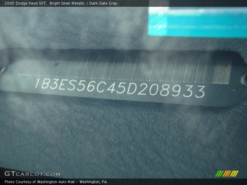 Bright Silver Metallic / Dark Slate Gray 2005 Dodge Neon SXT