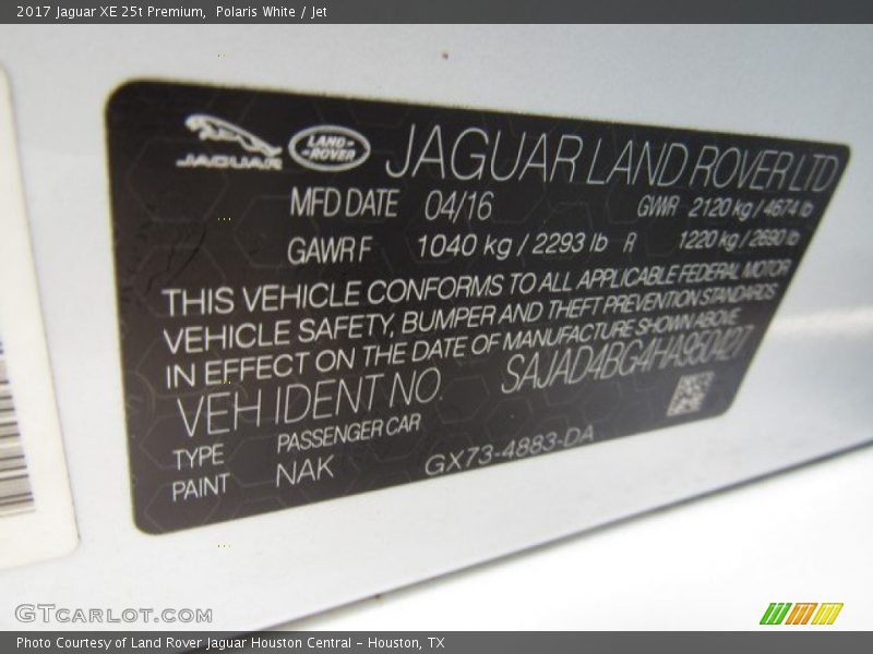 Polaris White / Jet 2017 Jaguar XE 25t Premium