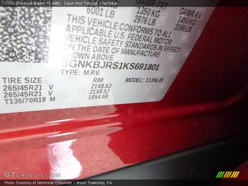 Cajun Red Tintcoat / Jet Black 2019 Chevrolet Blazer RS AWD