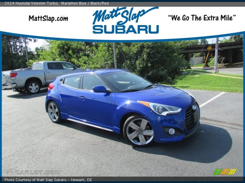 Marathon Blue / Black/Red 2014 Hyundai Veloster Turbo