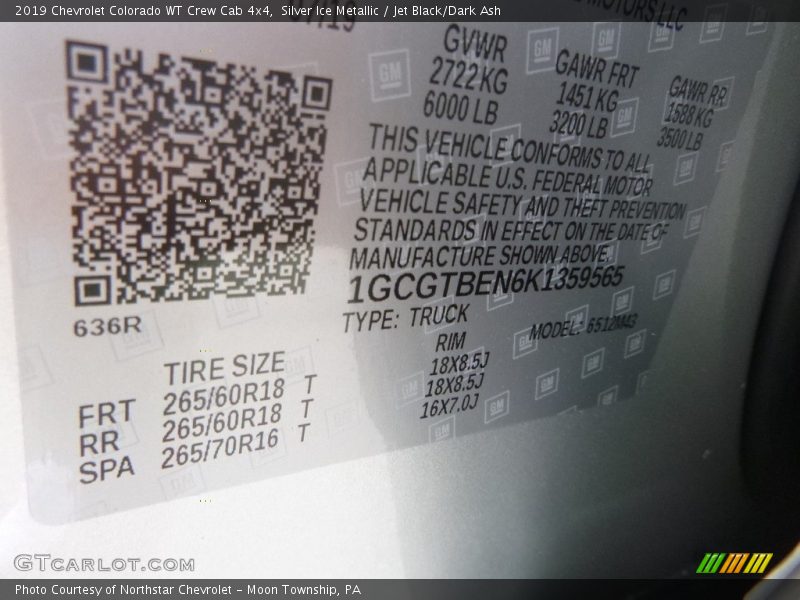 Silver Ice Metallic / Jet Black/Dark Ash 2019 Chevrolet Colorado WT Crew Cab 4x4