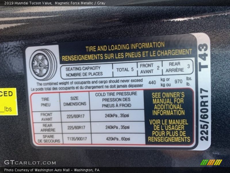 Magnetic Force Metallic / Gray 2019 Hyundai Tucson Value