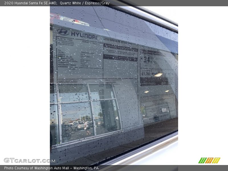 Quartz White / Espresso/Gray 2020 Hyundai Santa Fe SE AWD