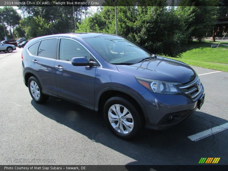 Twilight Blue Metallic / Gray 2014 Honda CR-V EX AWD