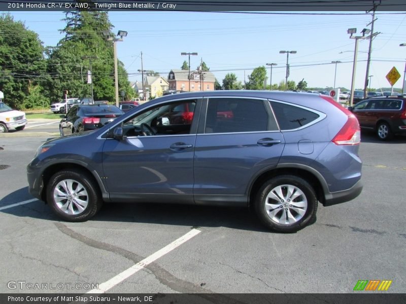 Twilight Blue Metallic / Gray 2014 Honda CR-V EX AWD