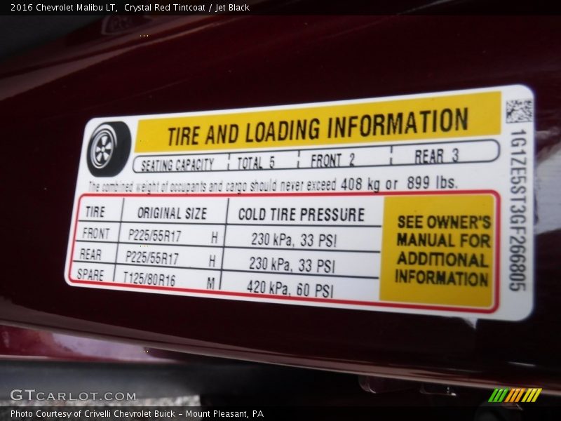 Crystal Red Tintcoat / Jet Black 2016 Chevrolet Malibu LT