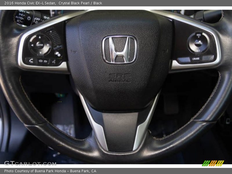Crystal Black Pearl / Black 2016 Honda Civic EX-L Sedan