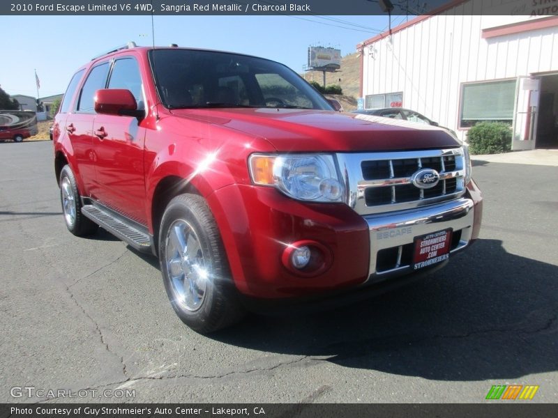 Sangria Red Metallic / Charcoal Black 2010 Ford Escape Limited V6 4WD