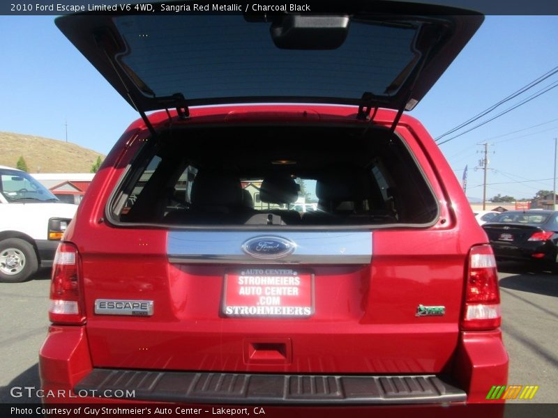 Sangria Red Metallic / Charcoal Black 2010 Ford Escape Limited V6 4WD