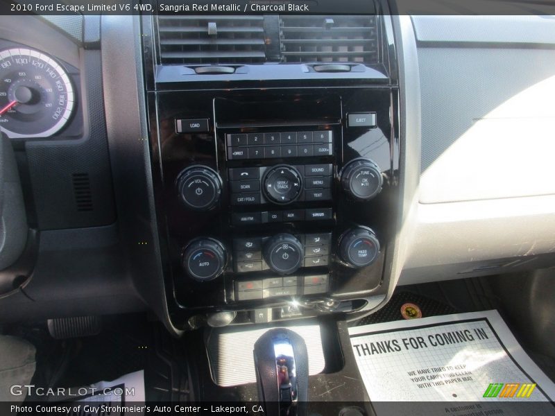 Sangria Red Metallic / Charcoal Black 2010 Ford Escape Limited V6 4WD