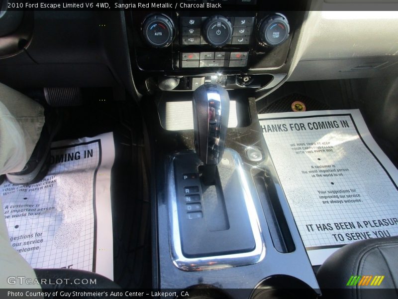 Sangria Red Metallic / Charcoal Black 2010 Ford Escape Limited V6 4WD