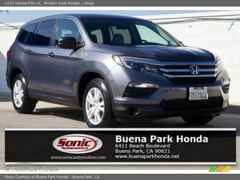Modern Steel Metallic / Beige 2016 Honda Pilot LX
