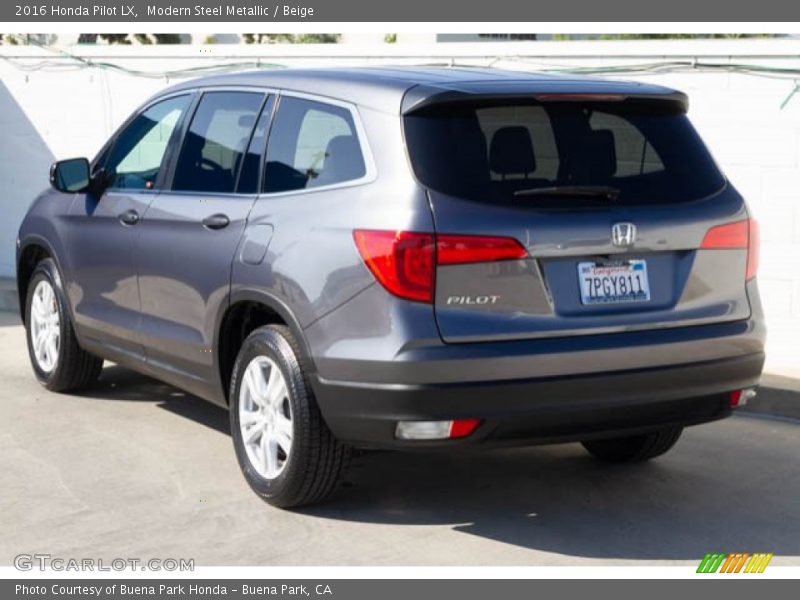 Modern Steel Metallic / Beige 2016 Honda Pilot LX