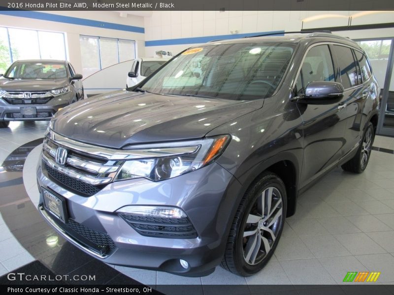 Modern Steel Metallic / Black 2016 Honda Pilot Elite AWD