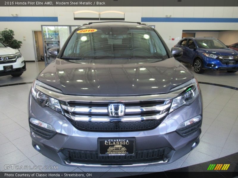 Modern Steel Metallic / Black 2016 Honda Pilot Elite AWD