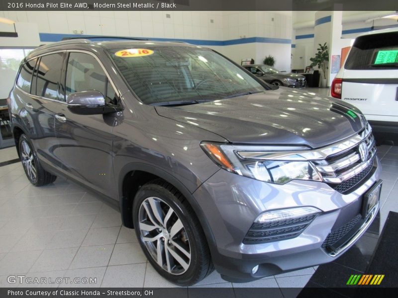 Modern Steel Metallic / Black 2016 Honda Pilot Elite AWD