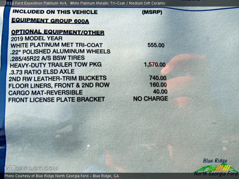 White Platinum Metallic Tri-Coat / Medium Soft Ceramic 2019 Ford Expedition Platinum 4x4