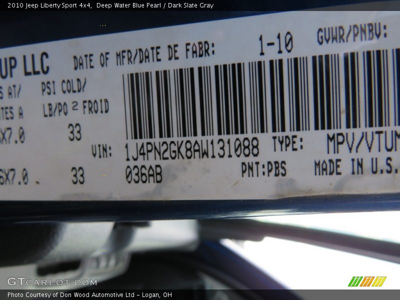 Deep Water Blue Pearl / Dark Slate Gray 2010 Jeep Liberty Sport 4x4