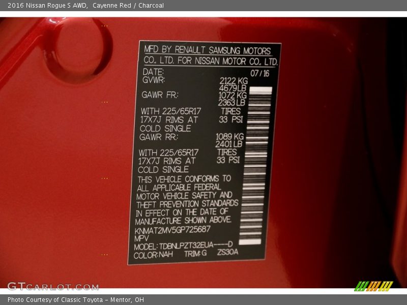 Cayenne Red / Charcoal 2016 Nissan Rogue S AWD
